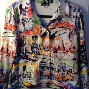 Impulse CA M shacket Europe cityscape multicolored vibrant whimsical boho chic